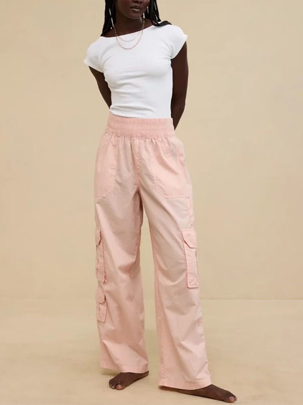 Aerie Easiest Cargo Lightweight Cotton Pants in Dusty Pink S